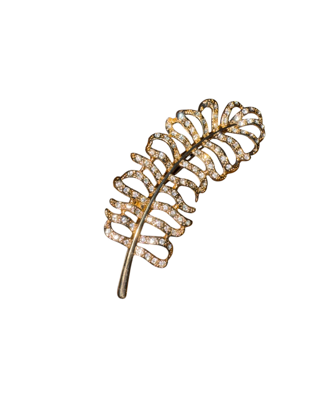 Vintage Brooch. Diamanté Leaf image 2