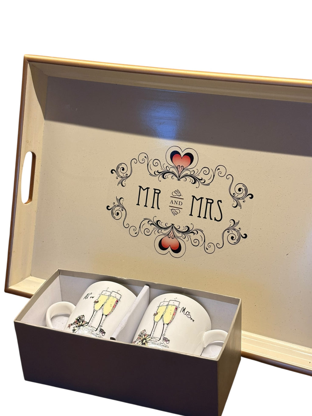 Mr & Mrs Tray and Mugs - Wedding Gift  image 1