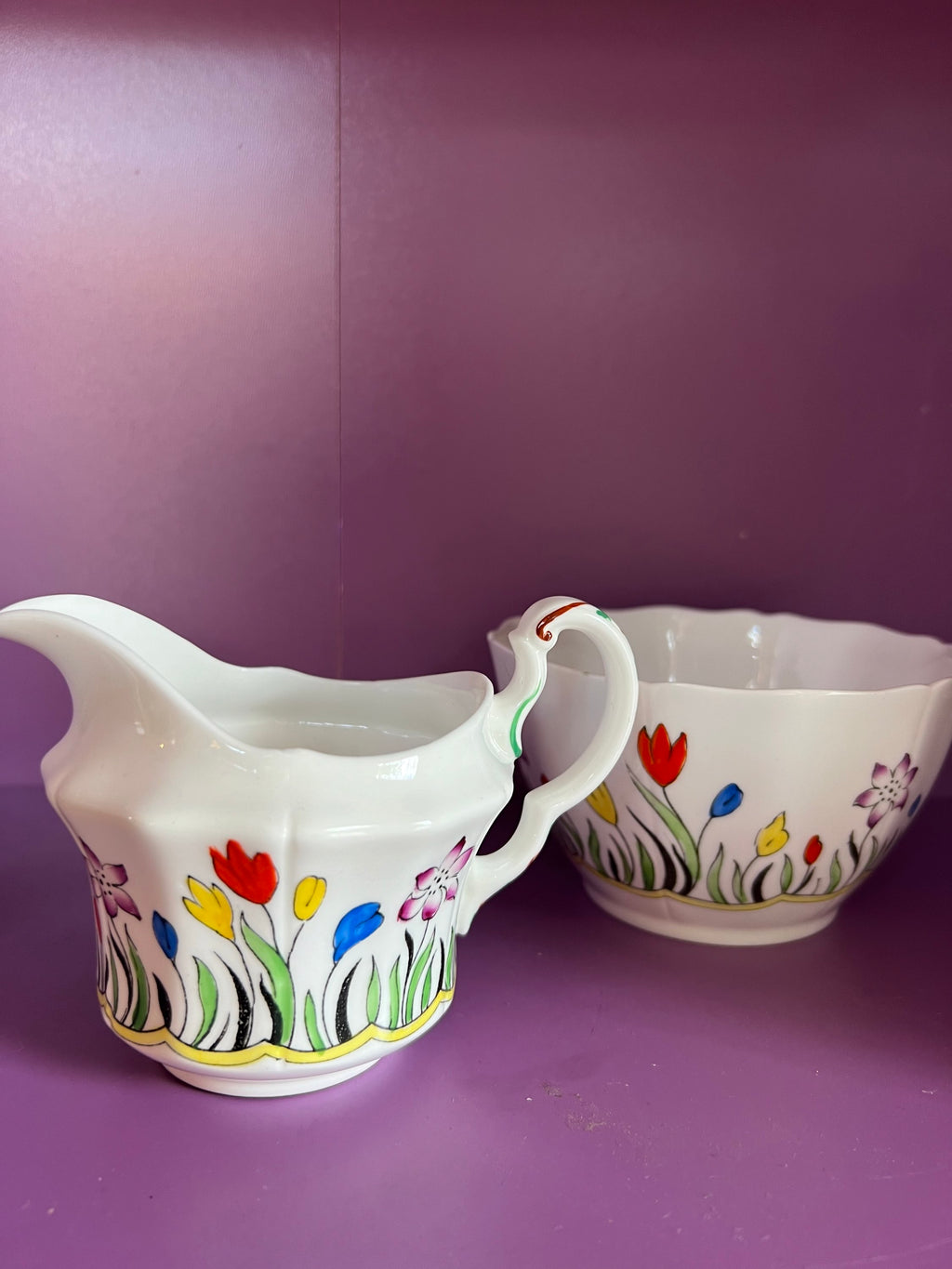 Handpainted Milk jug & sugar bowl  image 2