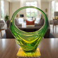 Vintage Glass Basket. Green glass.  image 0