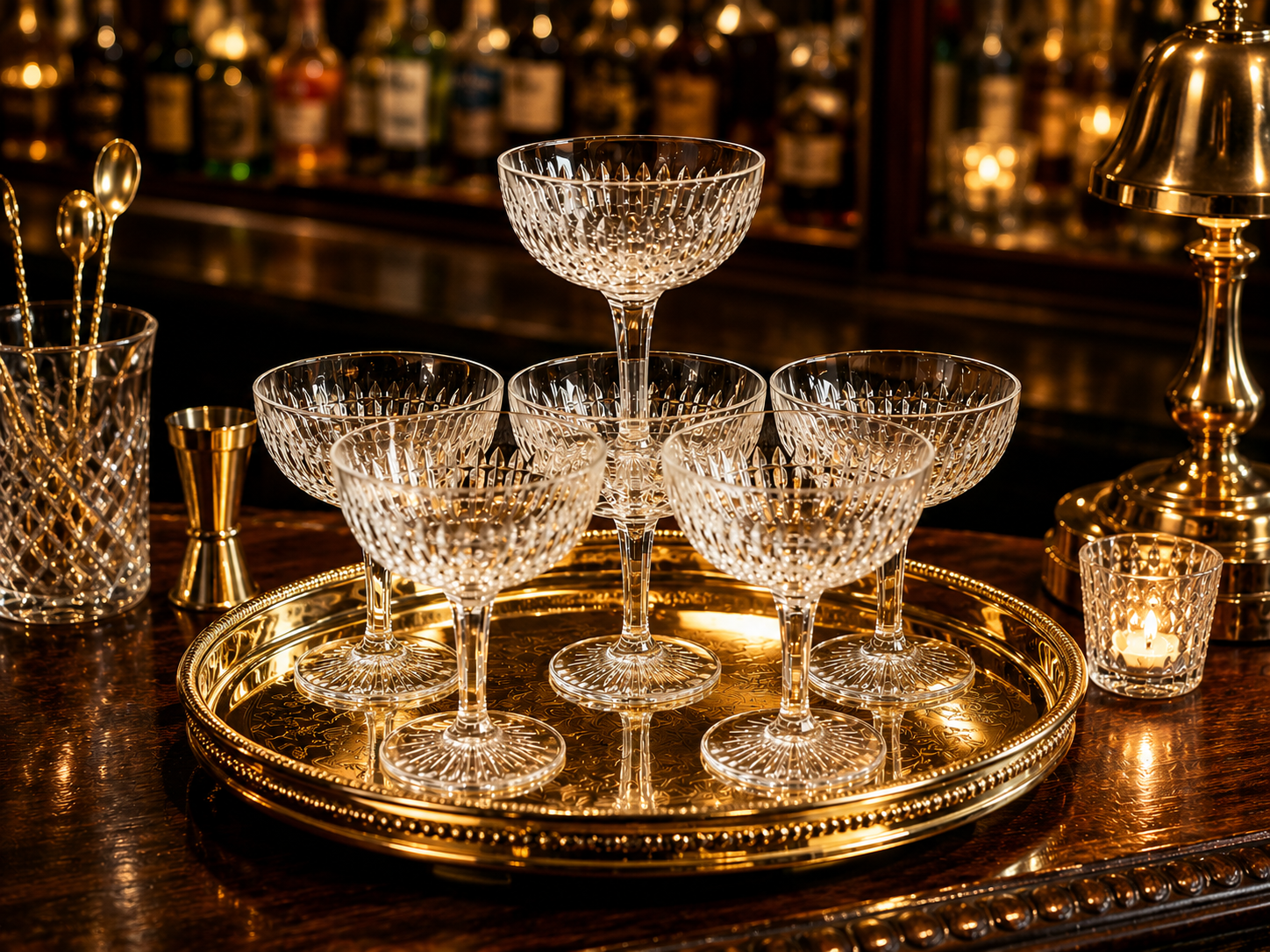 Vintage Crystal Champagne Coupe Glasses – Set of 6