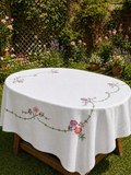 Vintage Hand Embroidered Large Table Cloth