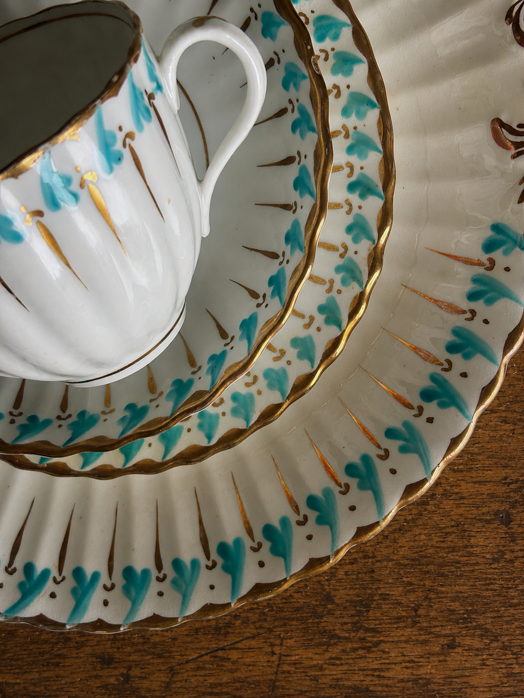 Adderley Turquoise&Gold Hand painted Trio