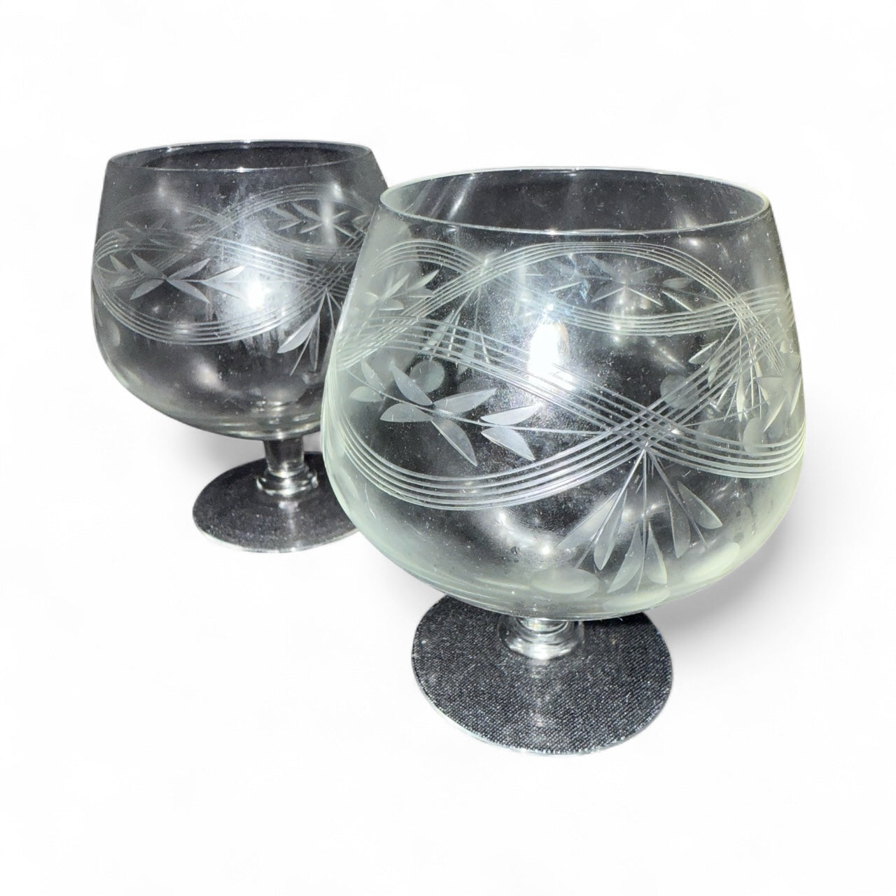 Pair Vintage Brandy Balloon Glasses image 0