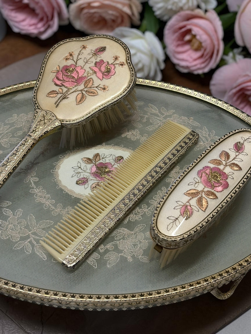 Needle Point Dressing Table Set  image 1