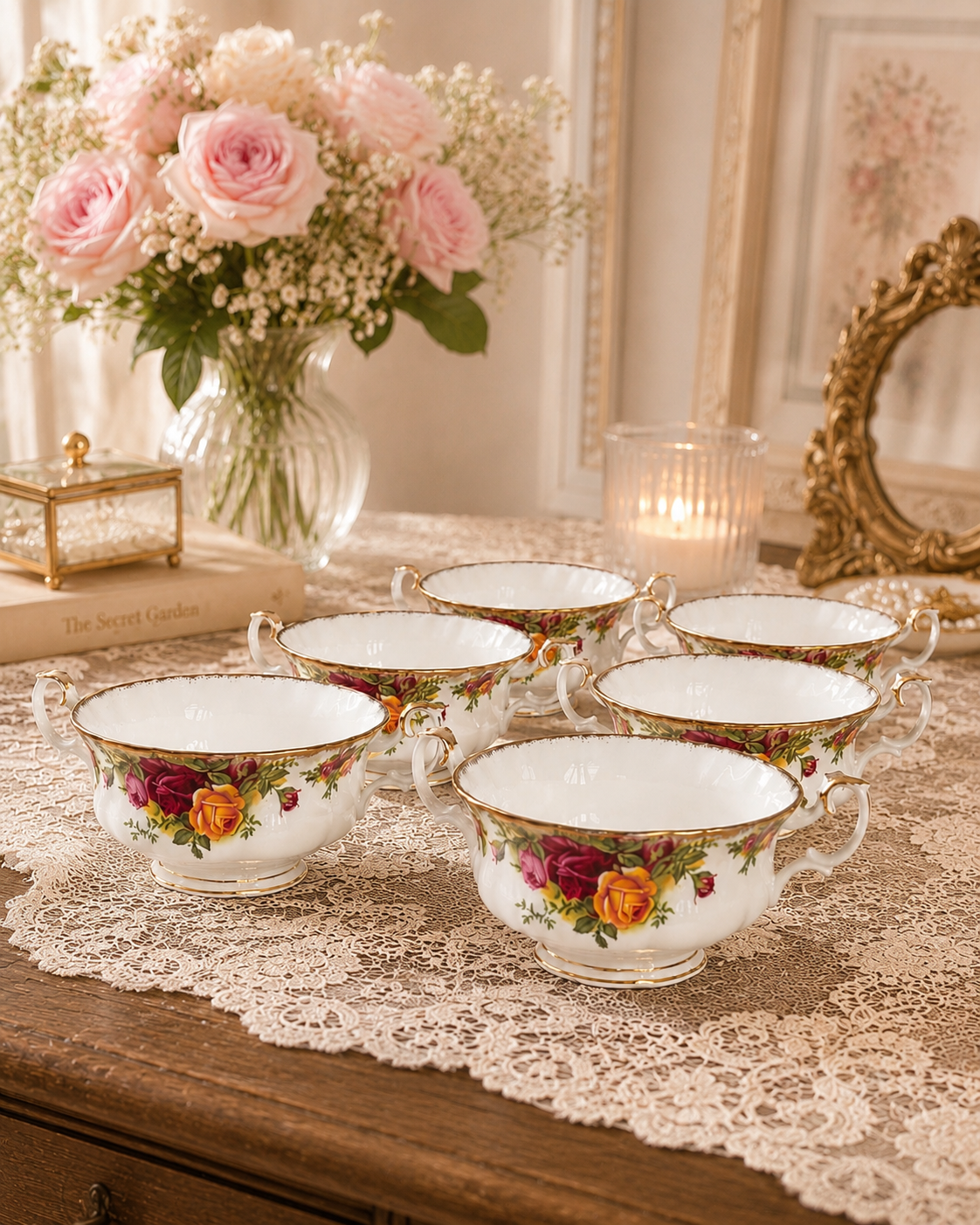 Set of 6 Royal Albert Old Country Roses 2nd Quality Soup Coupes - No Plates