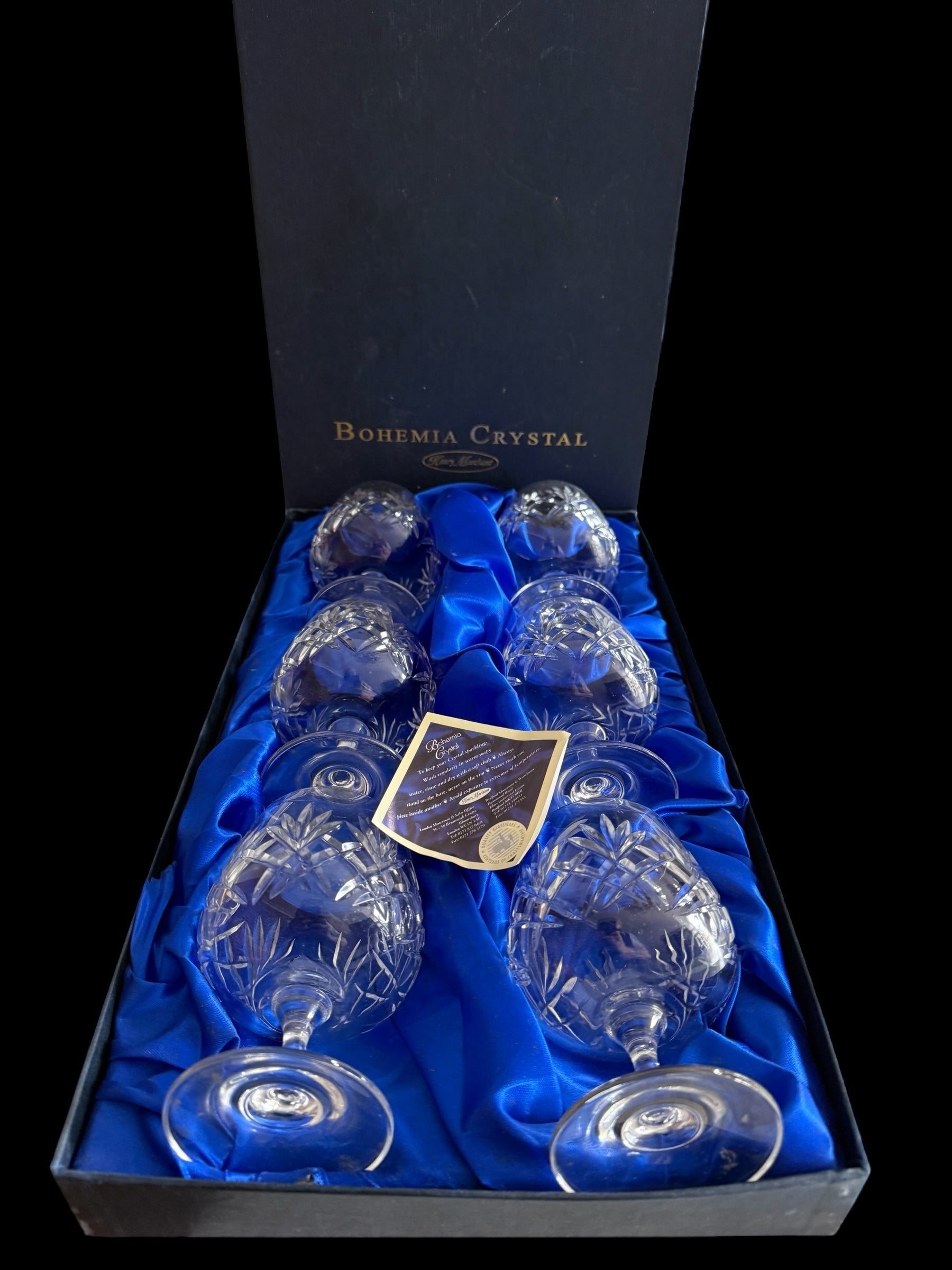 BOHEMIA. Set 6 Vintage Brandy Balloon Crystal Glasses.  image 2