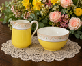 Vintage Heathcote China Primrose Yellow Tea Milk Jug & Sugar Bowl