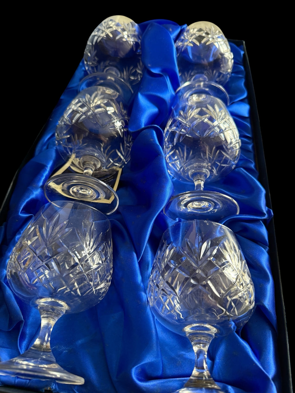 BOHEMIA. Set 6 Vintage Brandy Balloon Crystal Glasses.  image 12