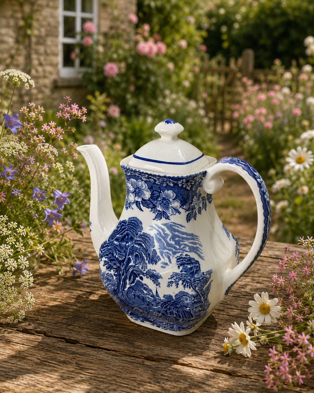 Wedgwood Blue & White Coffee Pot