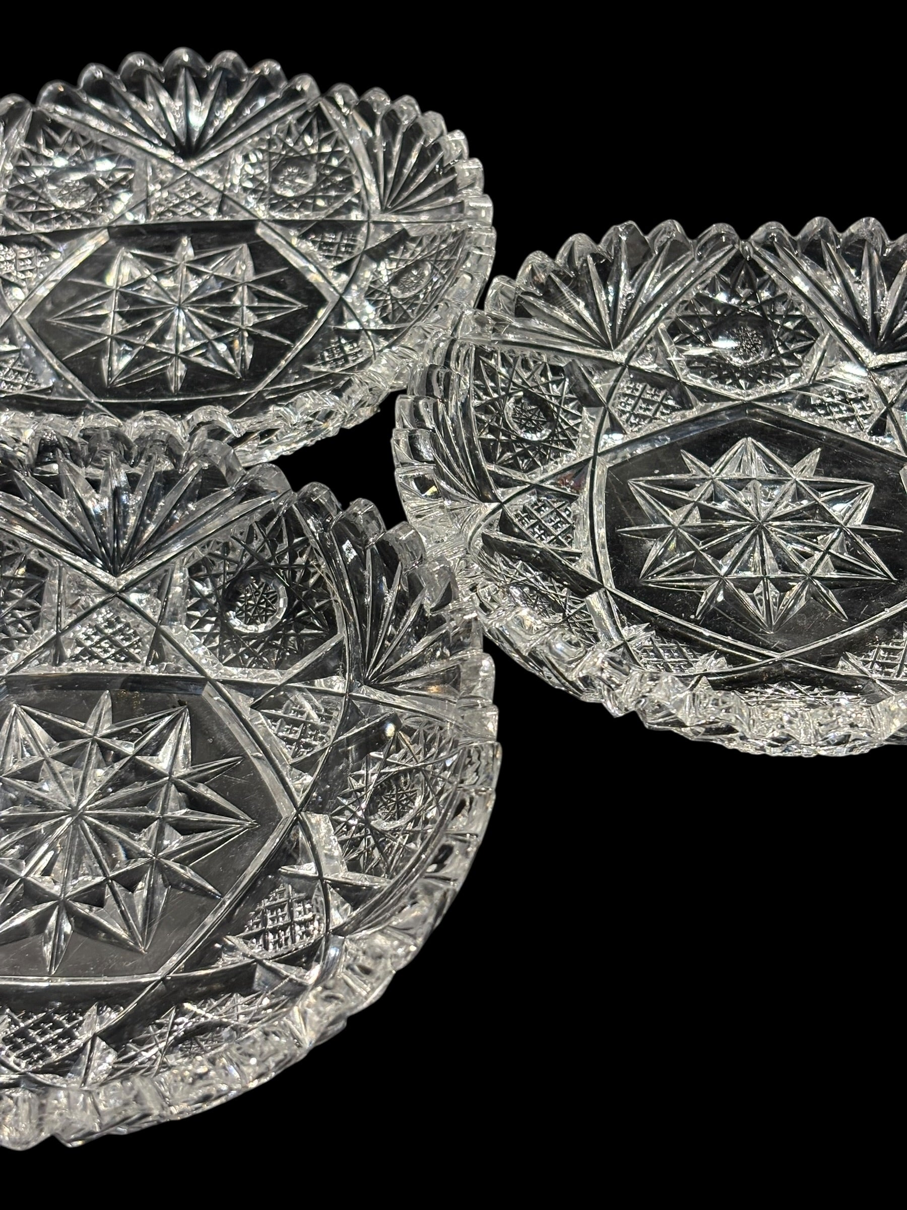 Set Of 6 Hand Cut Crystal Bowls image 3