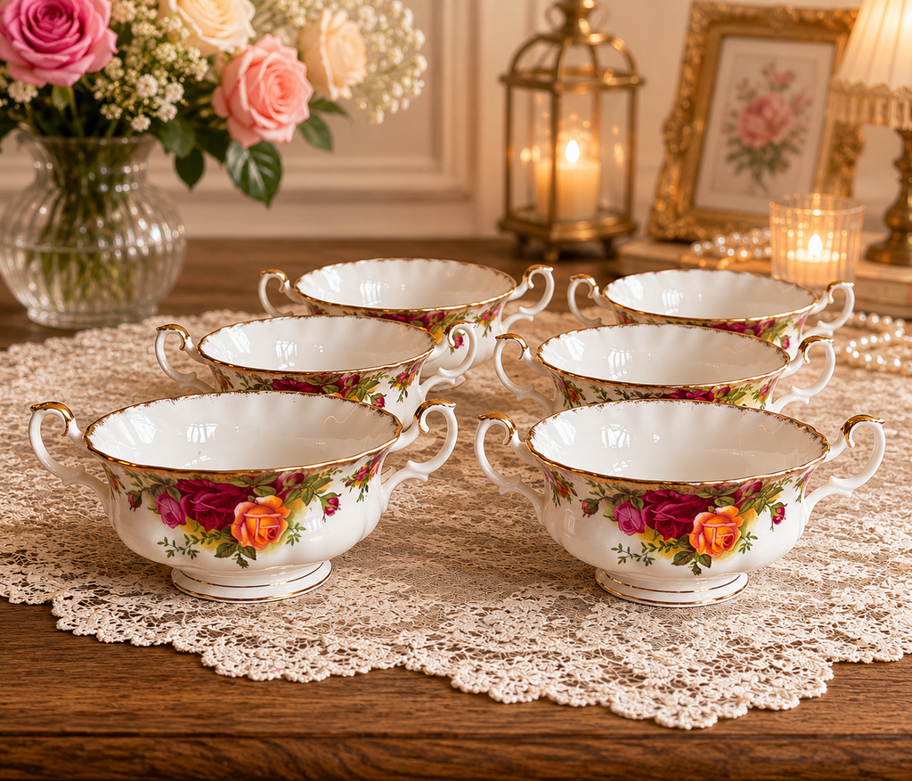 Set of 6 Royal Albert Old Country Roses 2nd Quality Soup Coupes - No Plates
