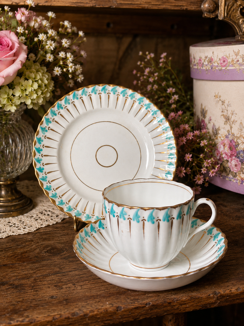 Adderley Turquoise&Gold Hand painted Trio