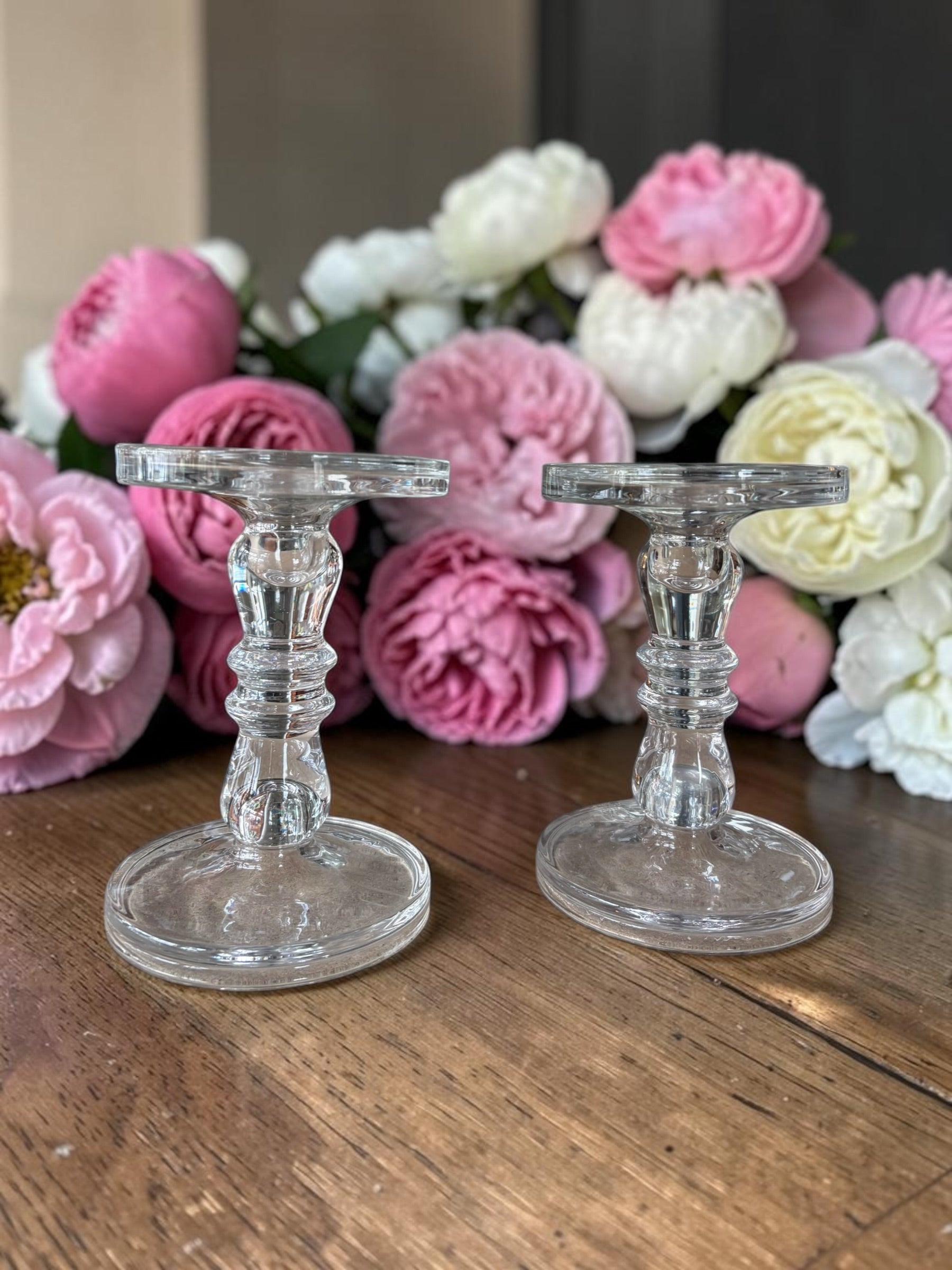 Pair of Glass, Church Candle Sticks