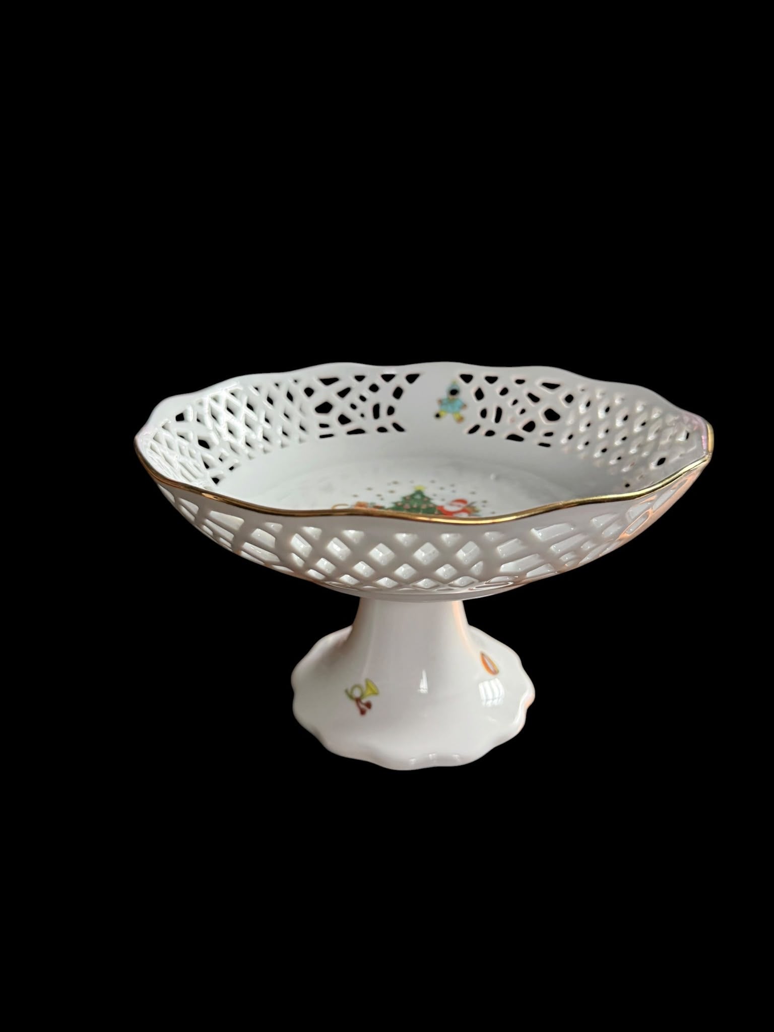 Vintage Eschenbach Porzellan ‘Weihnachtszeit’ Christmas Pedestal Bowl