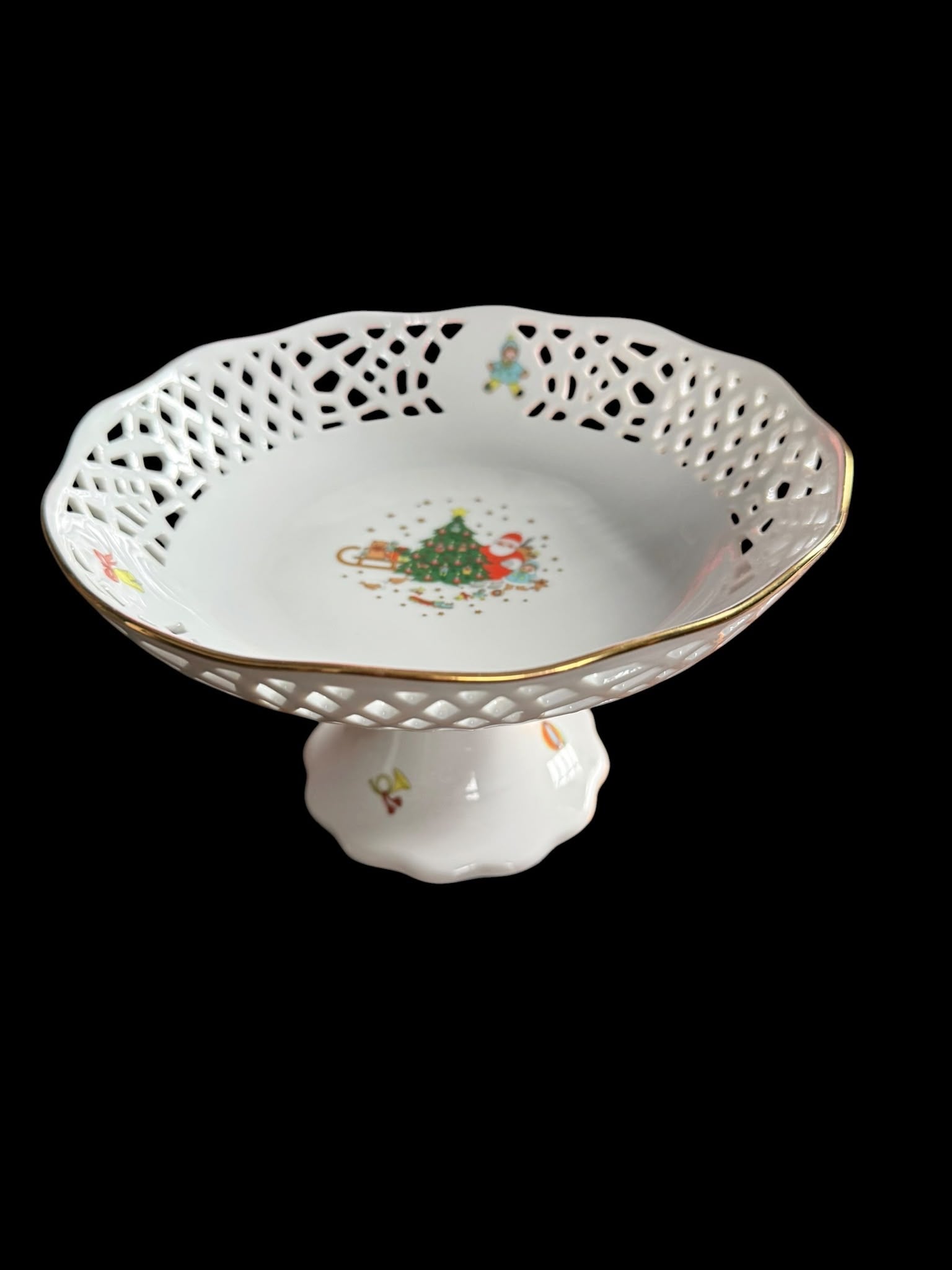 Vintage Eschenbach Porzellan ‘Weihnachtszeit’ Christmas Pedestal Bowl