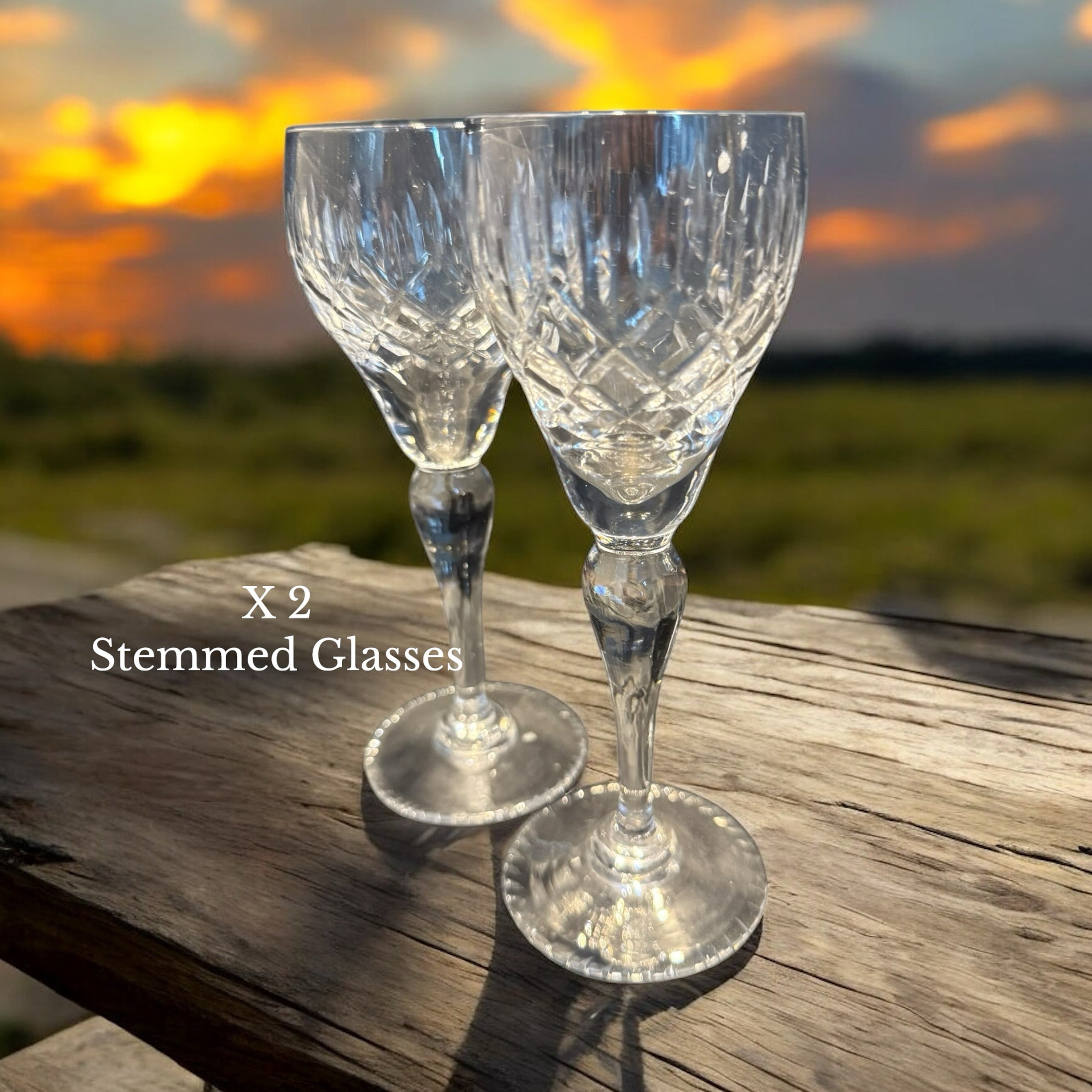 Set 2 Vintage Shot Crystal Glasses. Tall Stemmed image 0