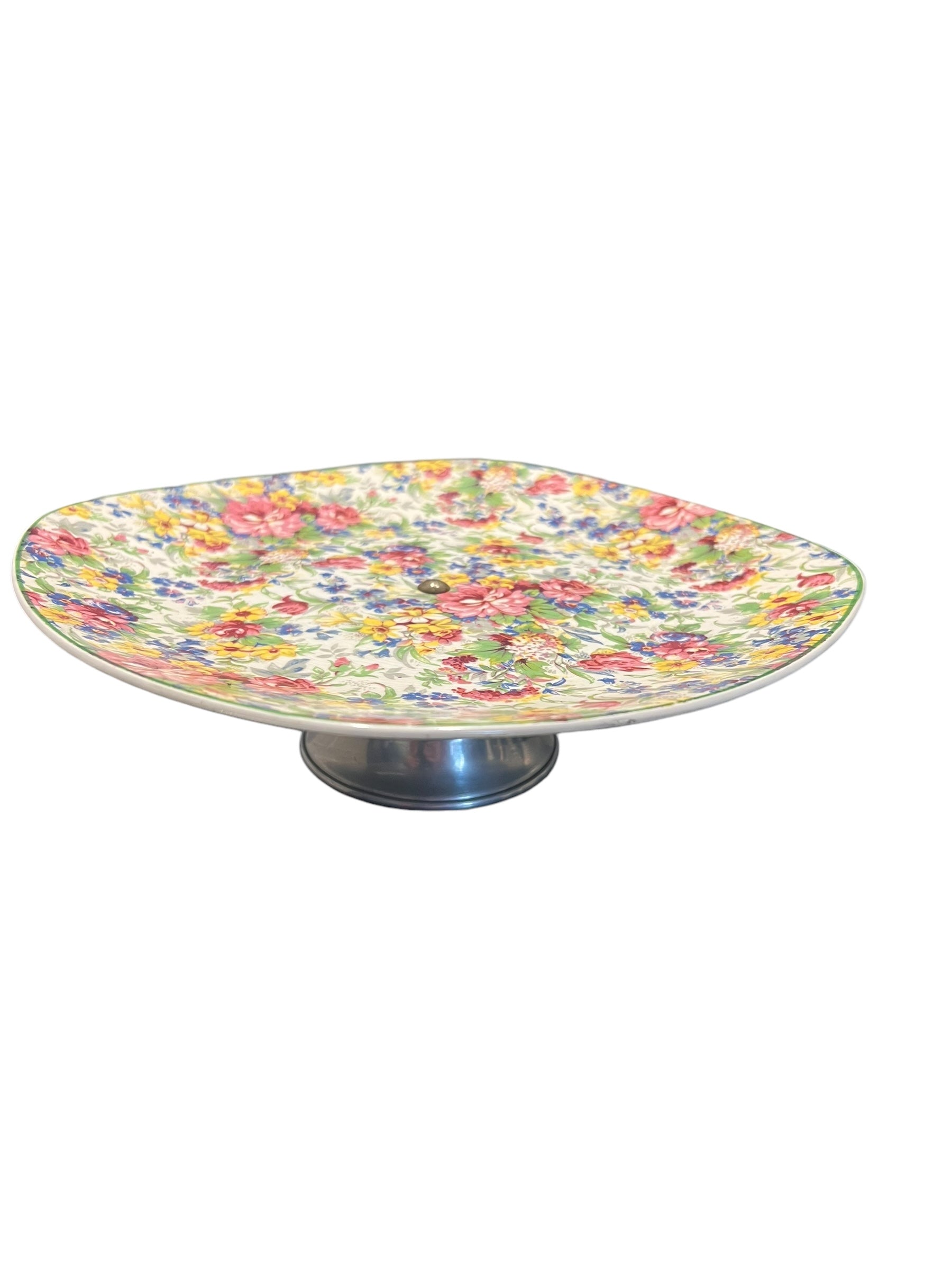 Single Pedestal Cake Stand. Chintz image 3
