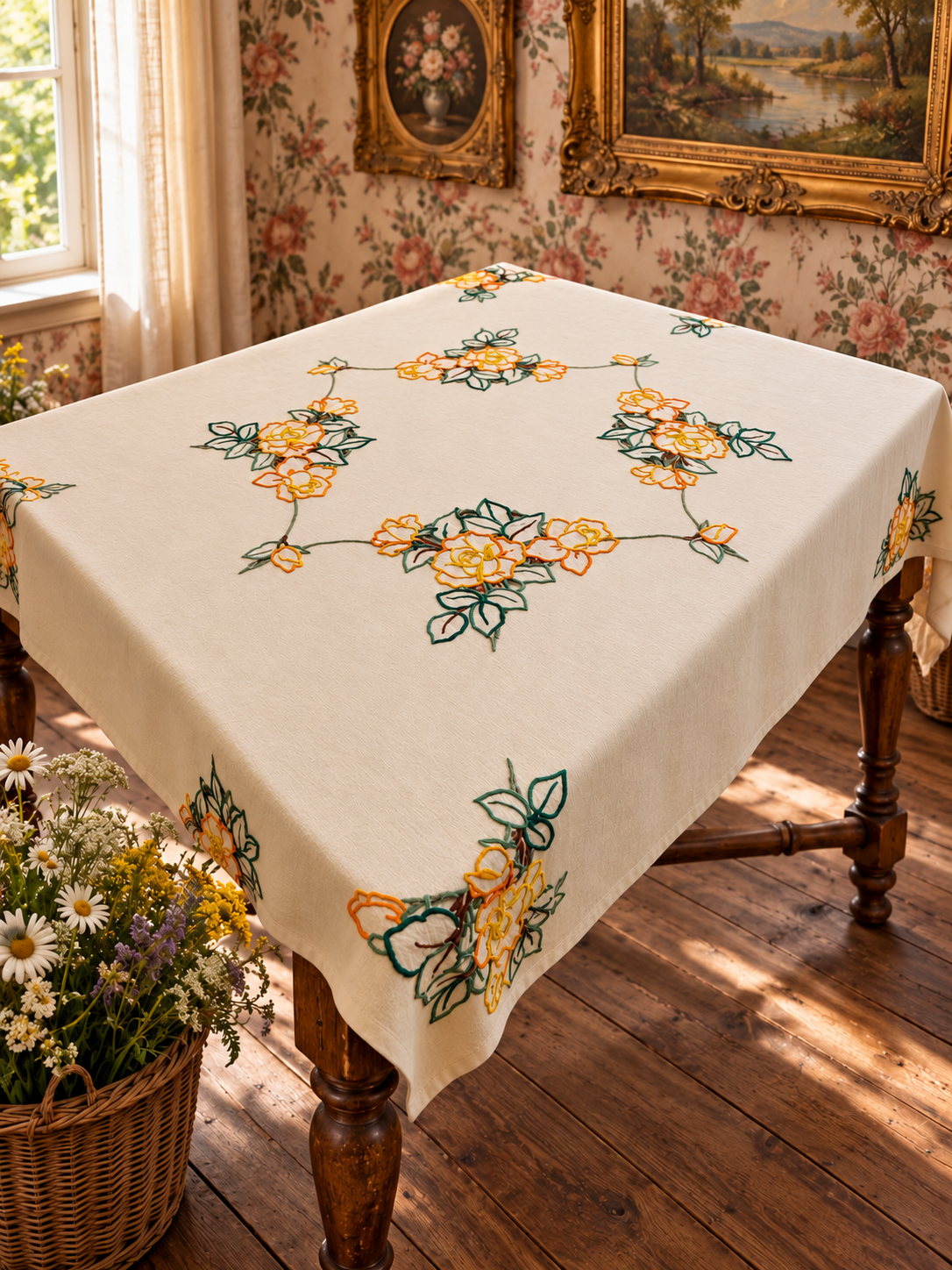 Applique Embroidered Tablecloth