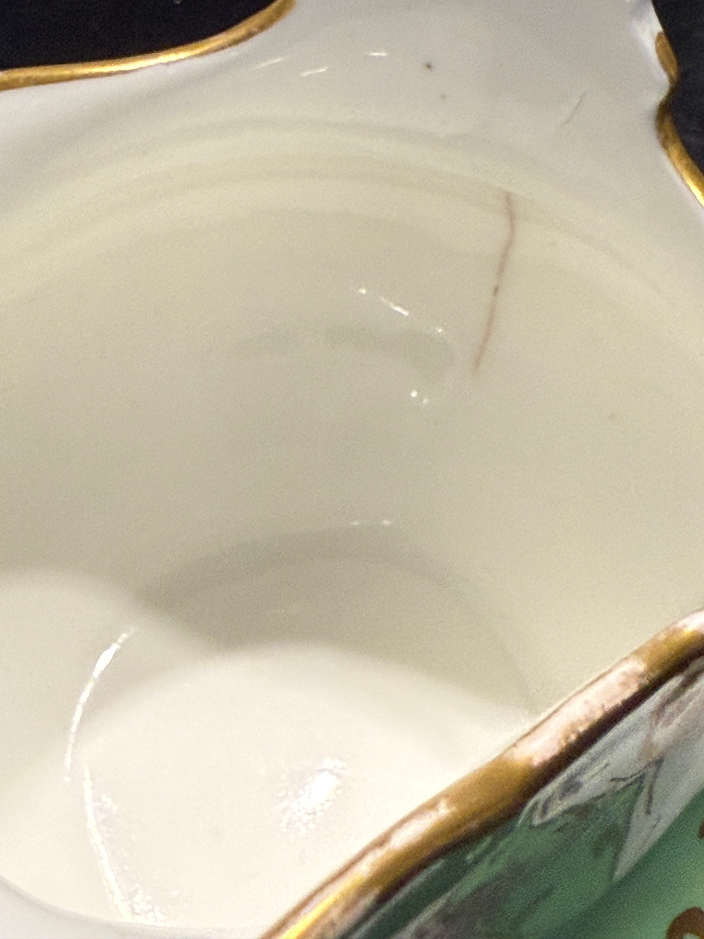Imperfect - Antique Rockingham. GREEN. Creamer Jug image 1