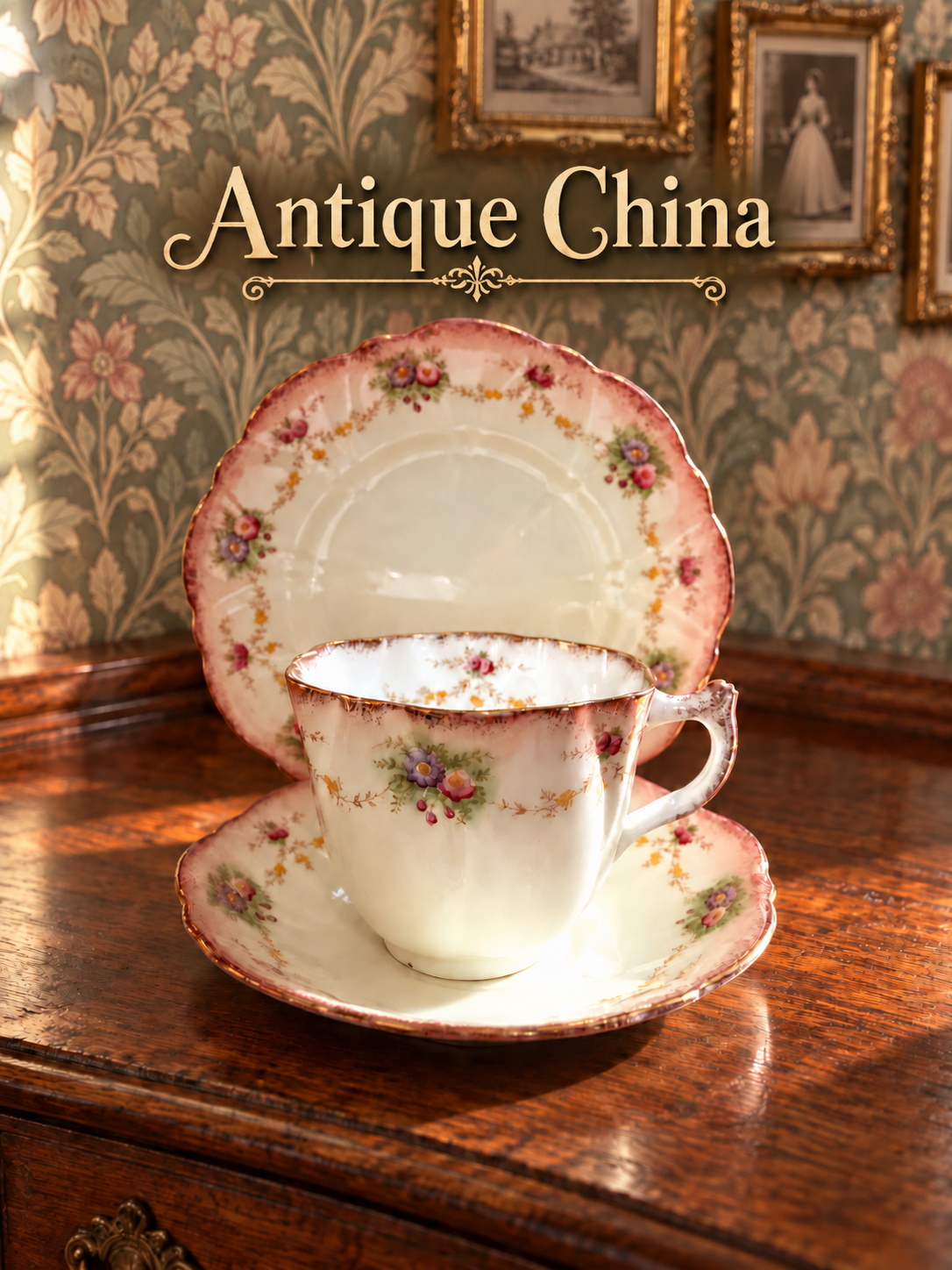 Antique China Trio. Wellington English China
