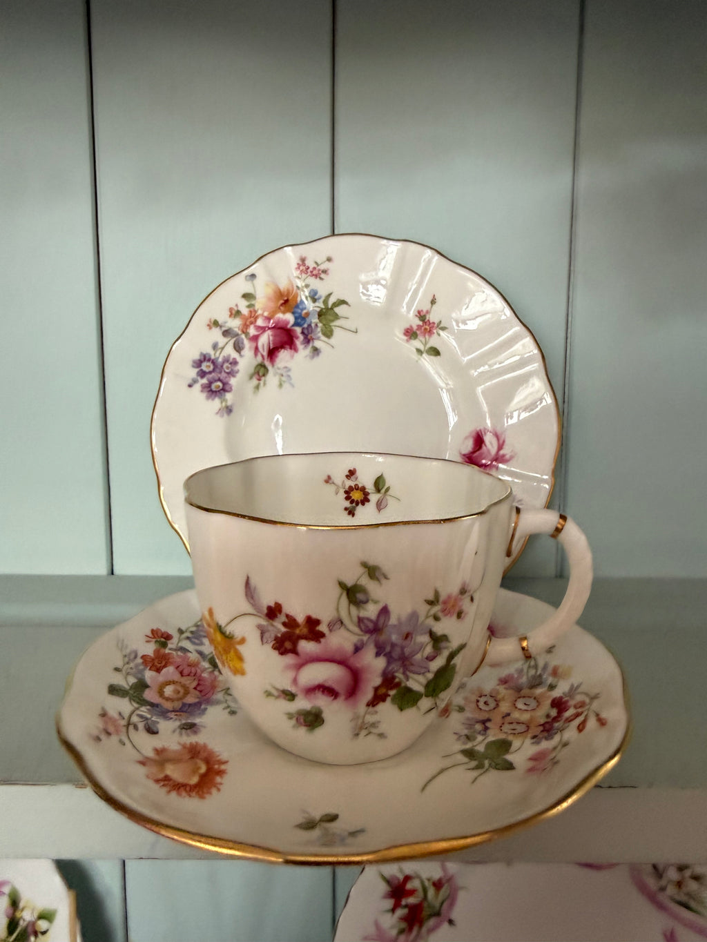 Crown Derby. Posies. Trio.