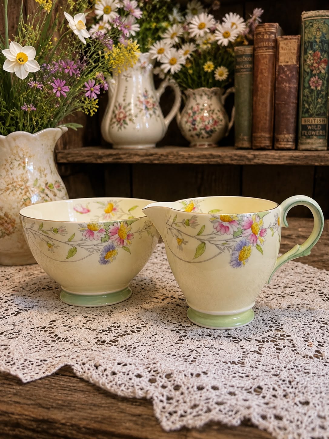 Royal Paragon 1930s Vintage Floral Milk Jug & Sugar Bowl - Rare Royal Appointment Backstamp