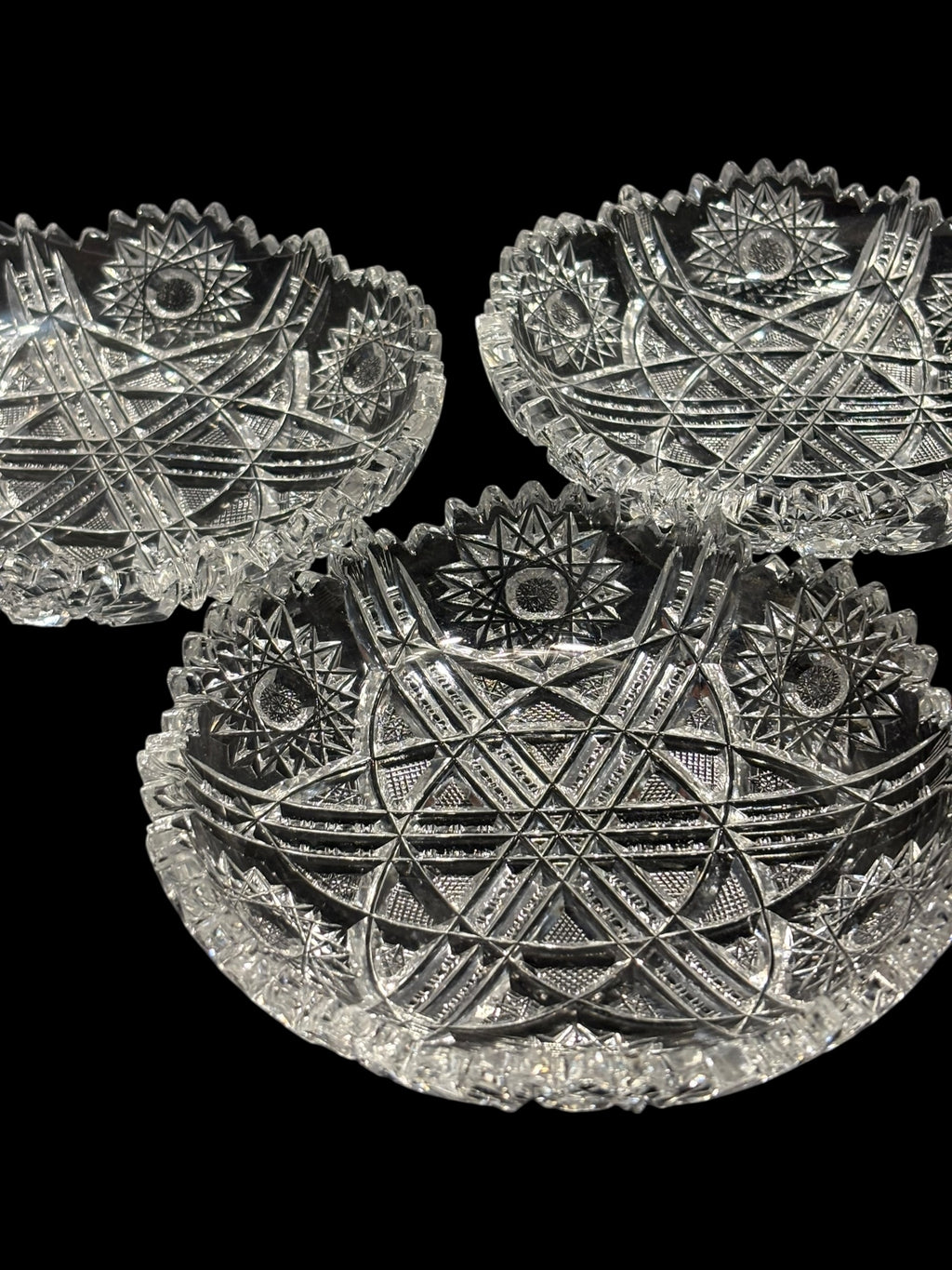 Set Of 6 Hand Cut Crystal Bowls image 5