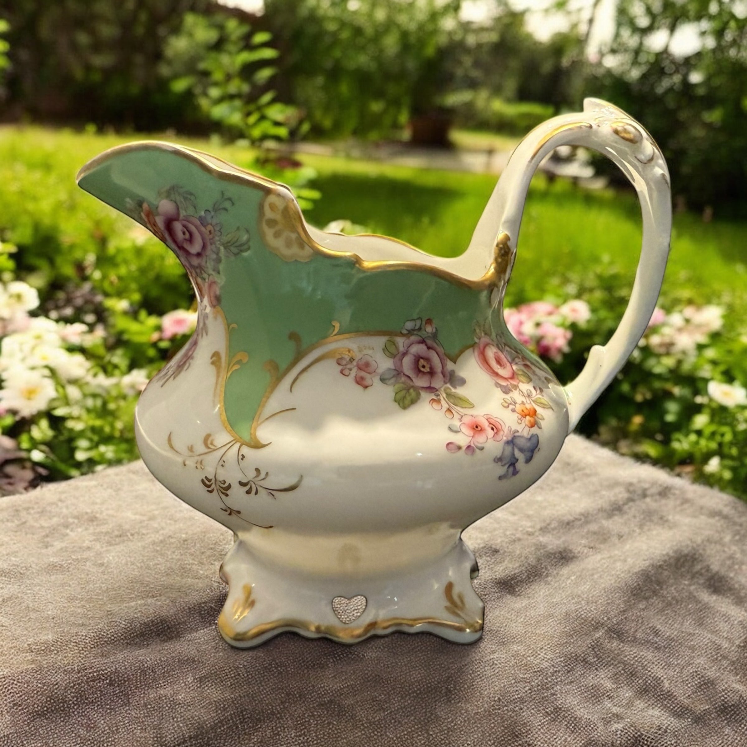 Imperfect - Antique Rockingham. GREEN. Creamer Jug image 0