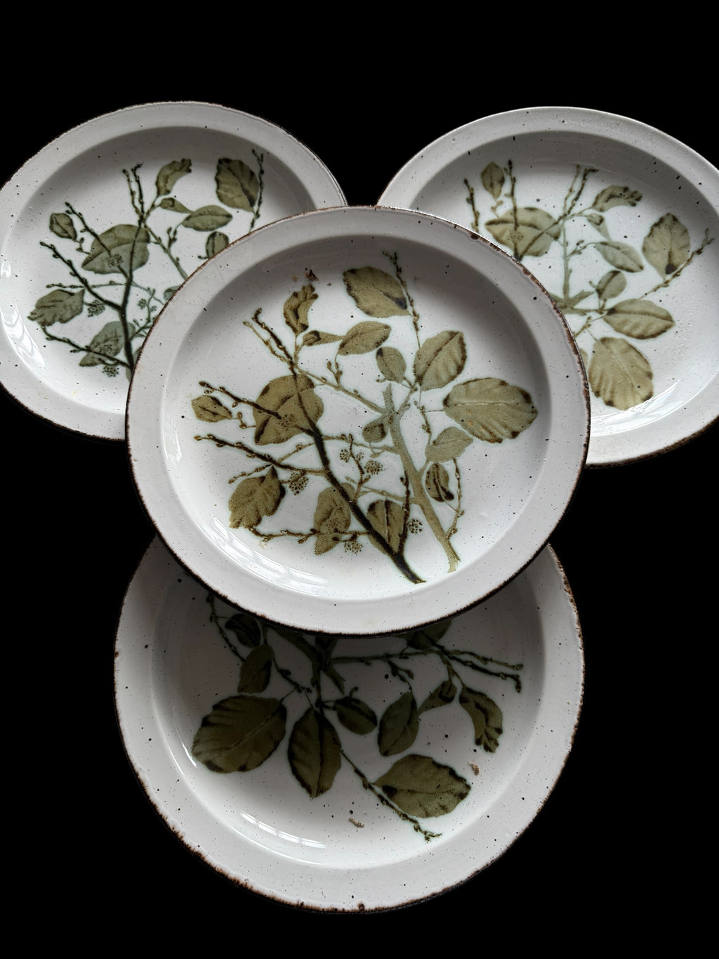 Midwinter. Stonehenge. Green Leaves. 4 Dinner Plates image 1