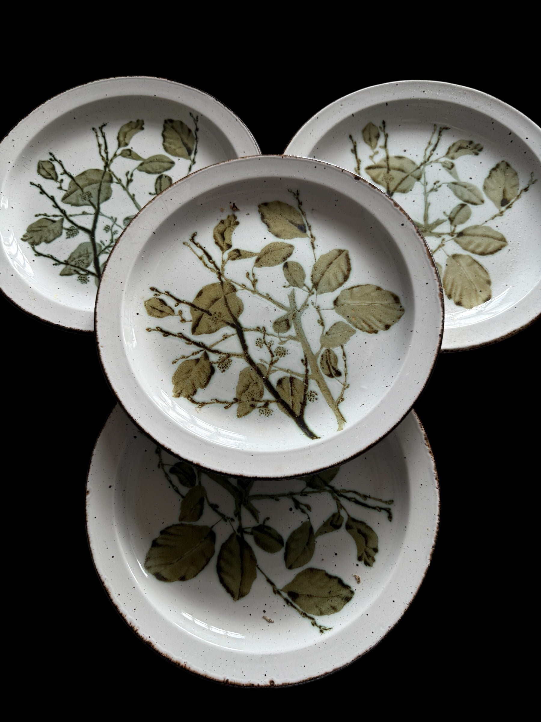 Midwinter. Stonehenge. Green Leaves. 4 Dinner Plates image 1