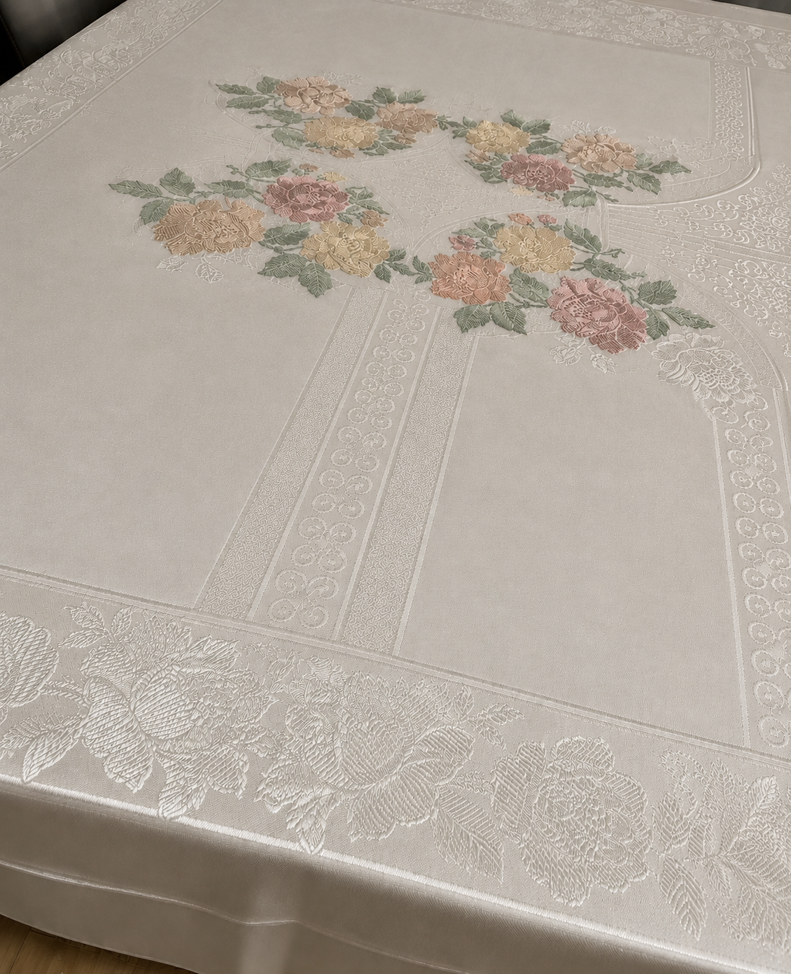 Silk Screen Print Vintage Tablecloth