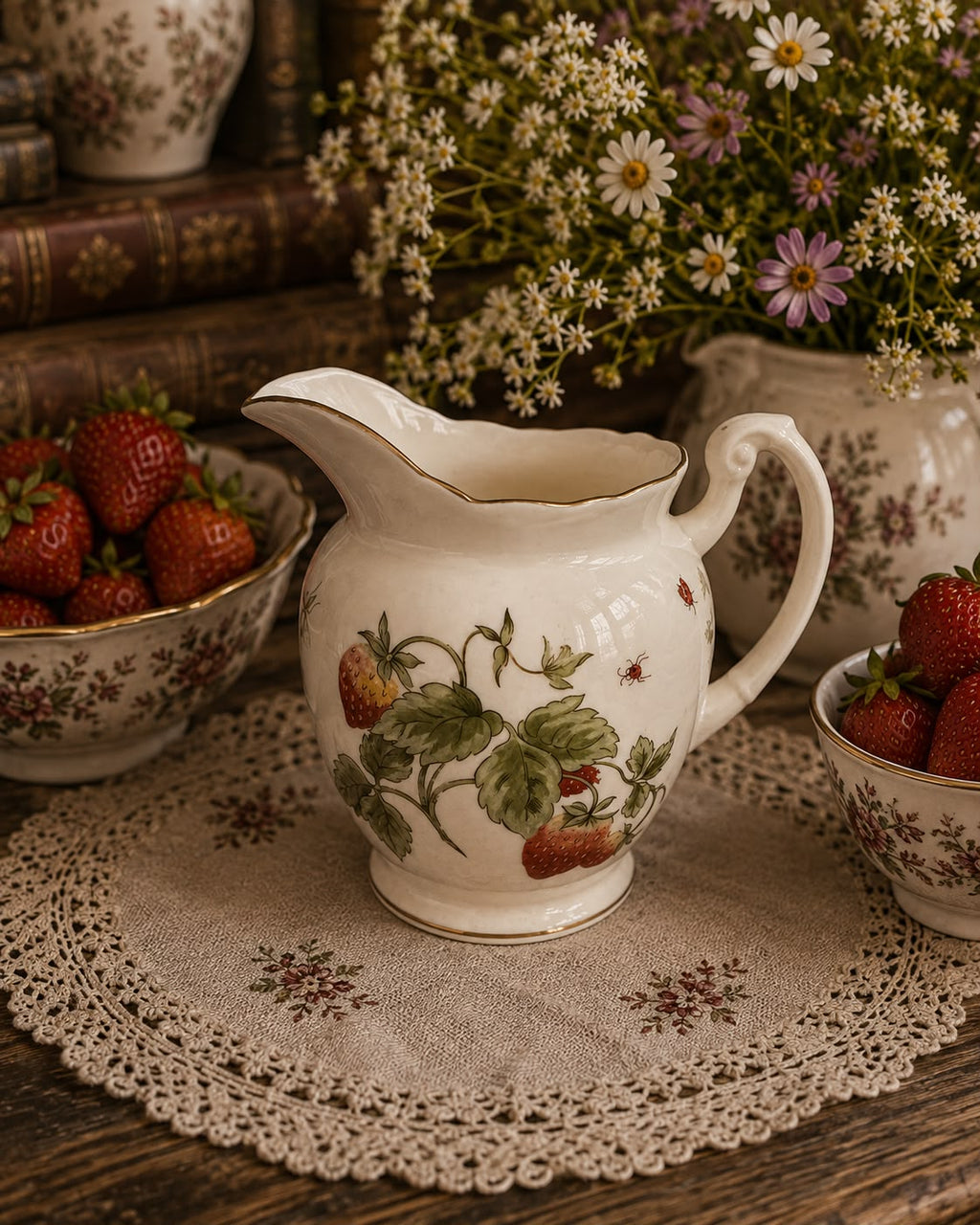 Coalport Strawberry Fluted Creamer