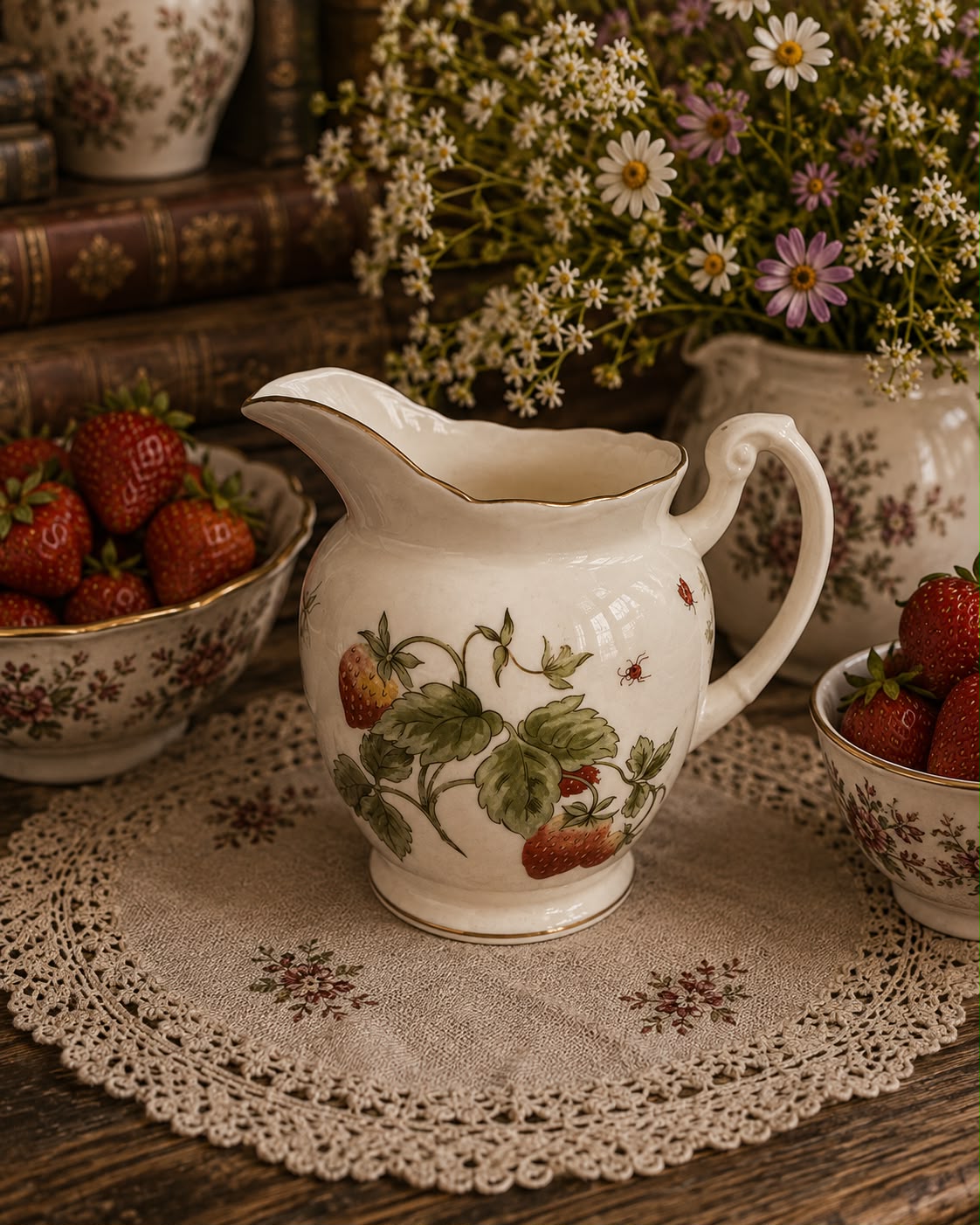 Coalport Strawberry Fluted Creamer