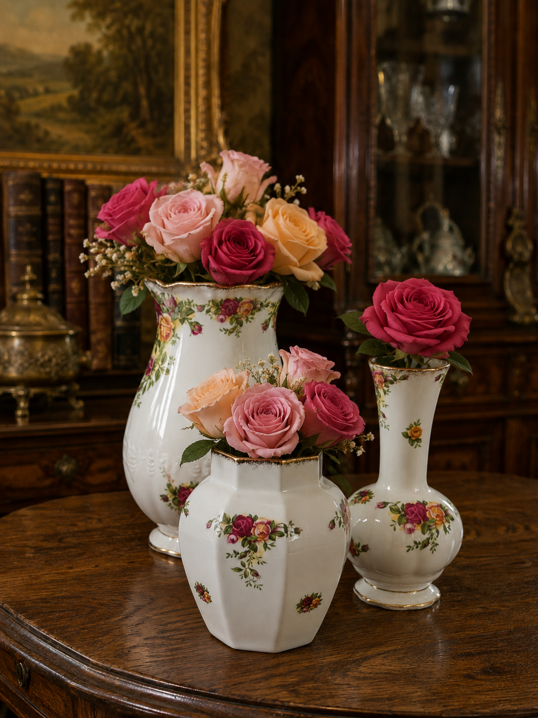 Set of 3 Royal Albert Old Country Roses 2nd Quality Vases