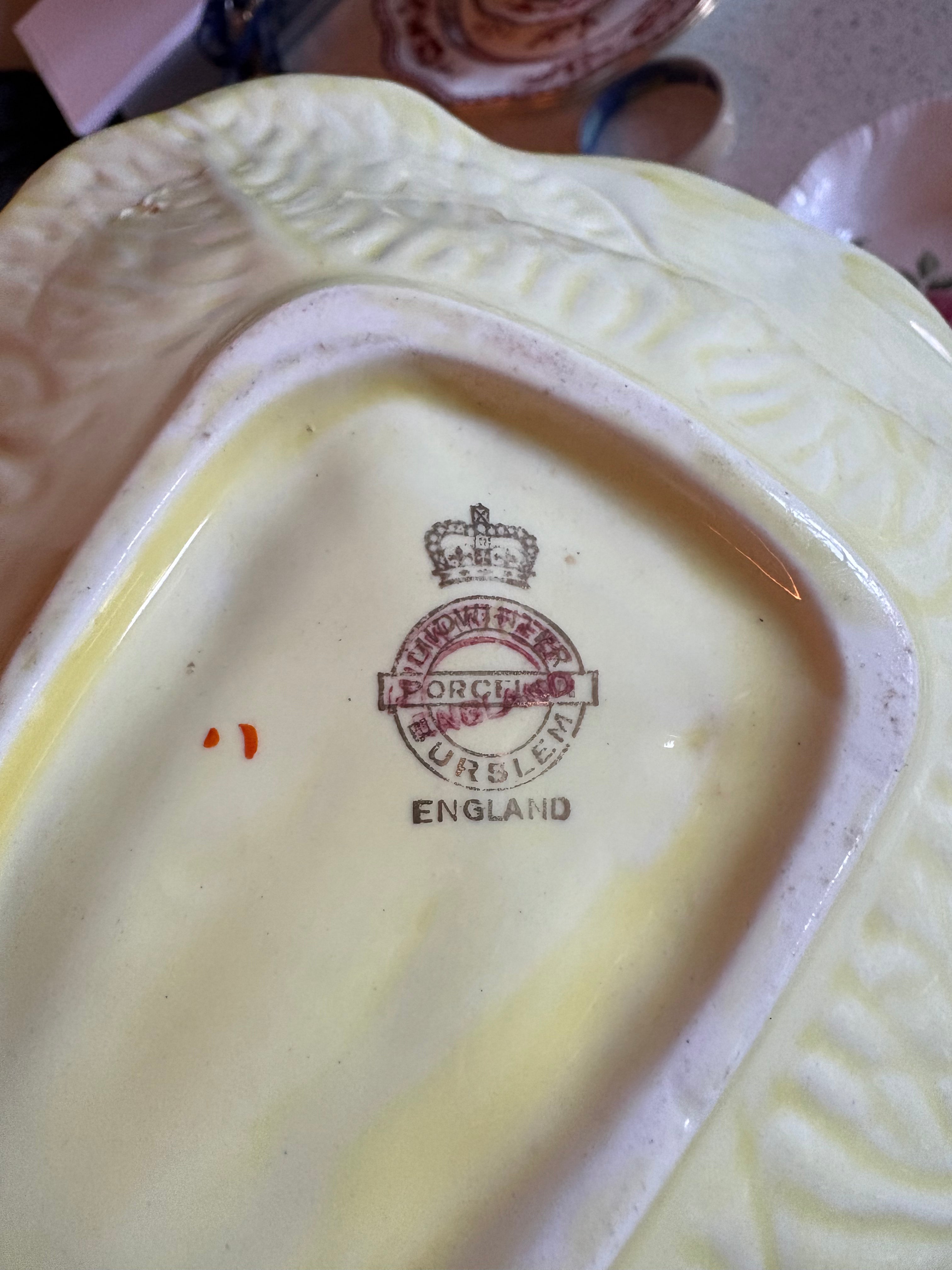 Vintage Burslem Lettuce Leaf & Tomato Dish image 1