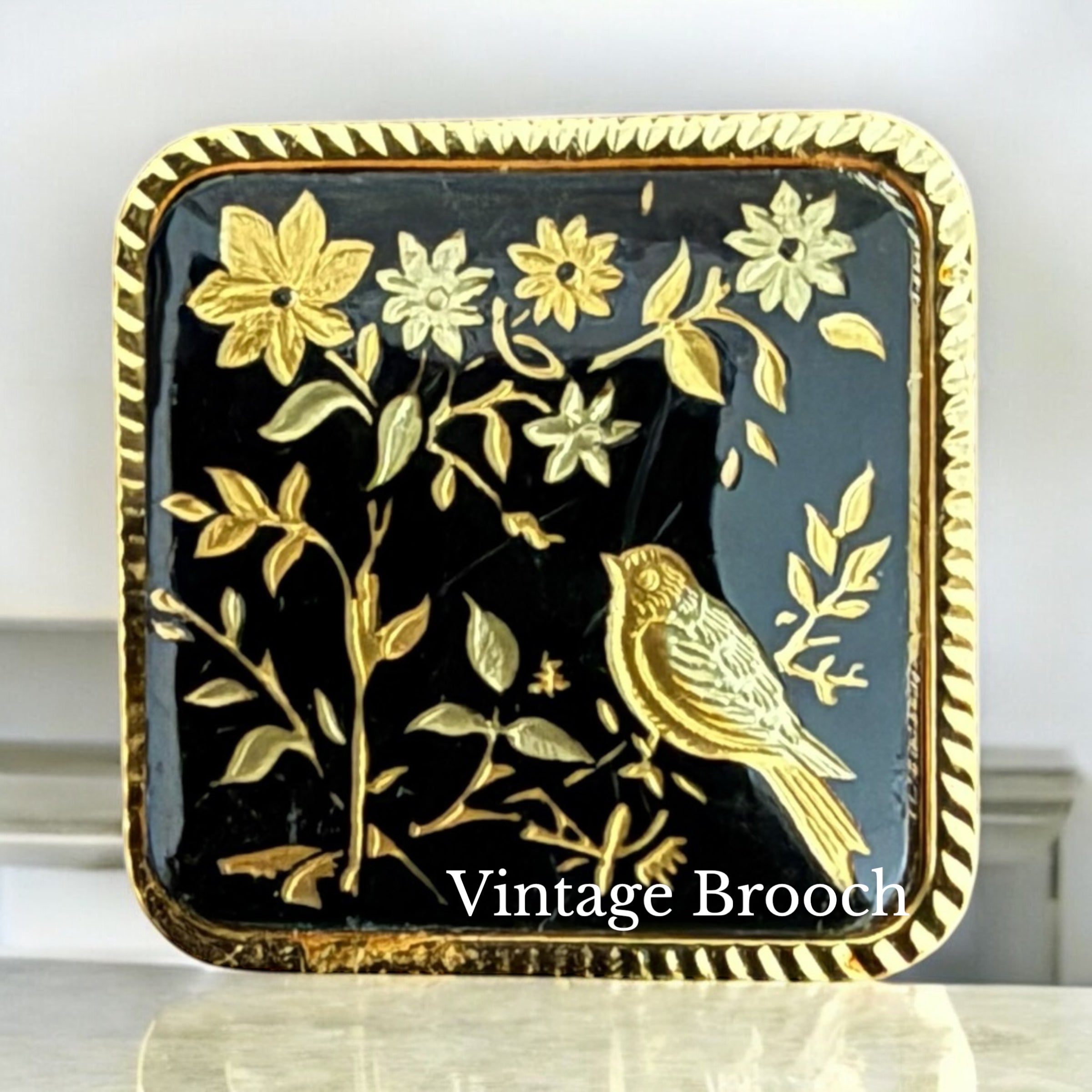 Vintage Brooch. Bird in Frame image 0