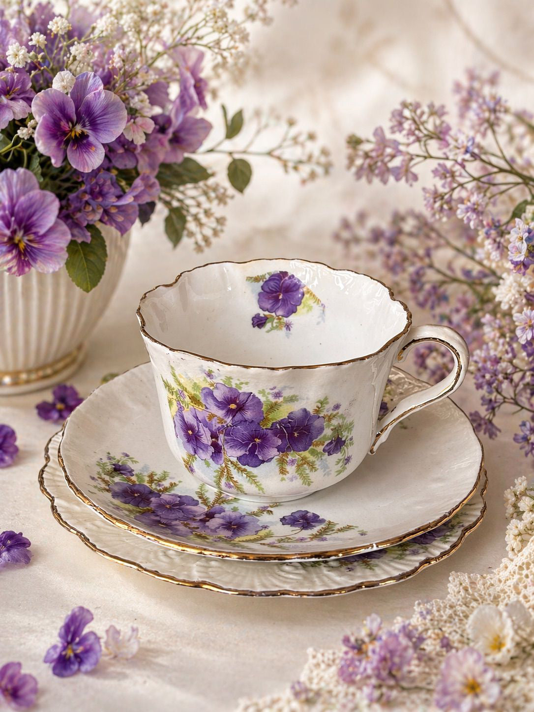 Antique Victorian Trio. Teacup, saucer & plate.  image 0