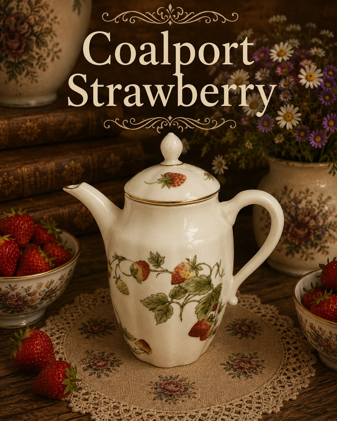 Coalport Strawberry Coffee Pot