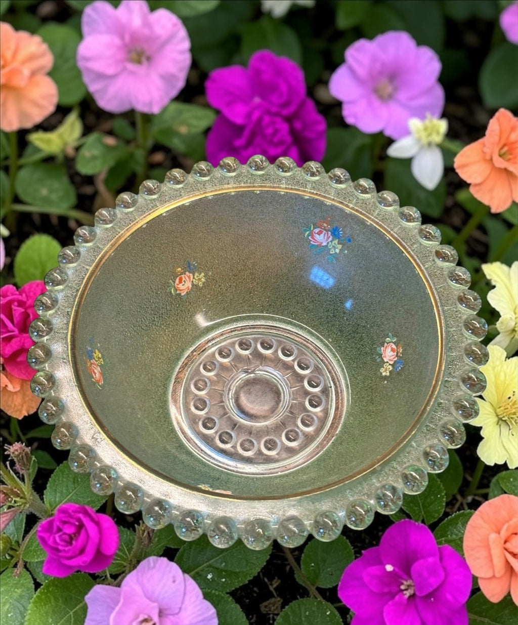 Vintage French Green Glass Bowl  image 2