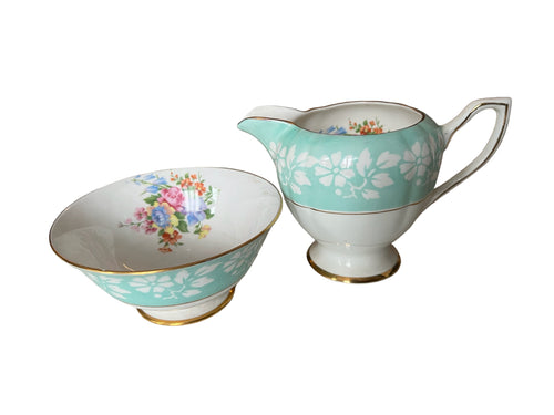 Bone china creamer jug & bowl image 1