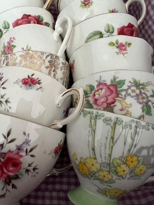 100 Vintage China Teacups. NO SAUCERS image 1