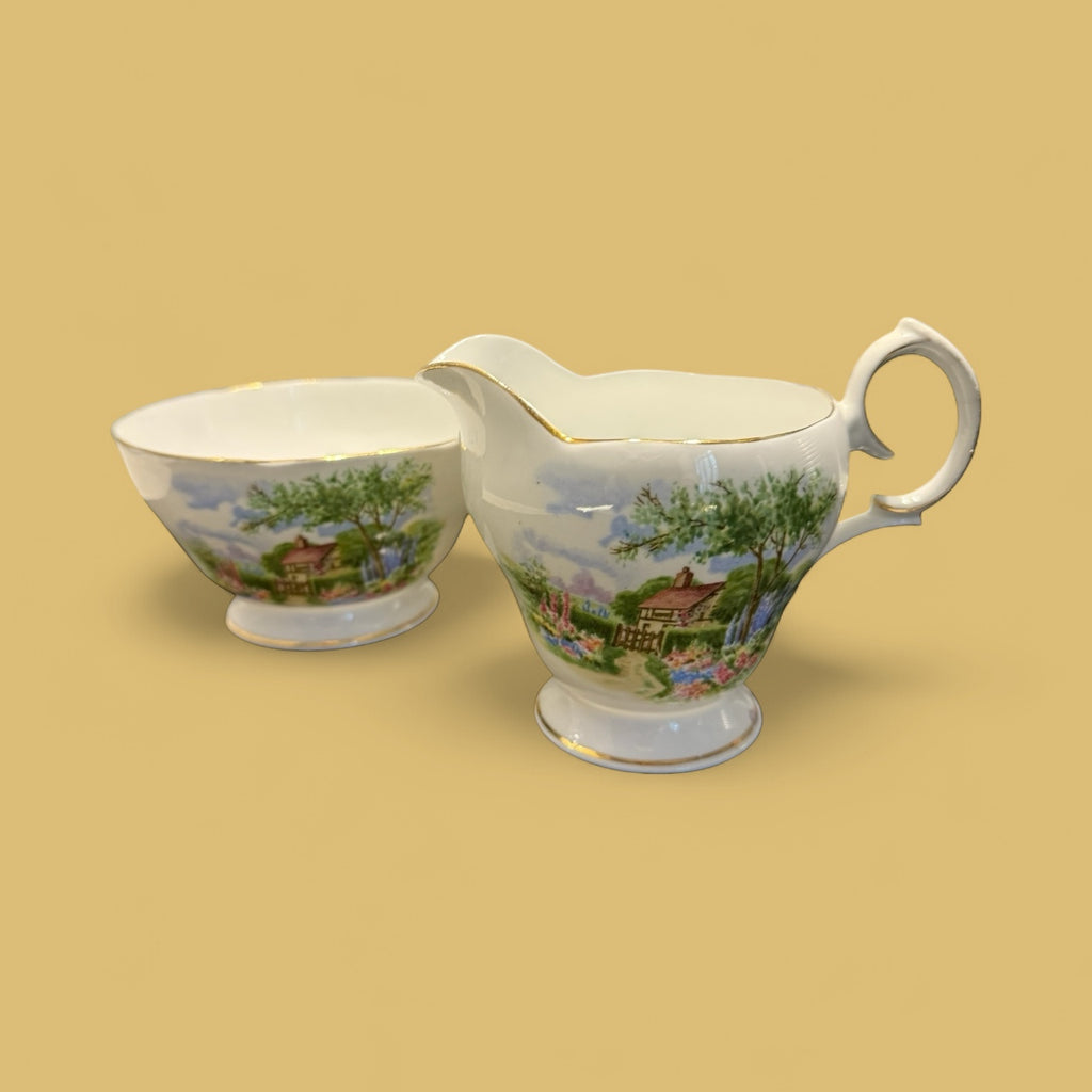Queen Anne China Milk Jug & Sugar Bowl image 0