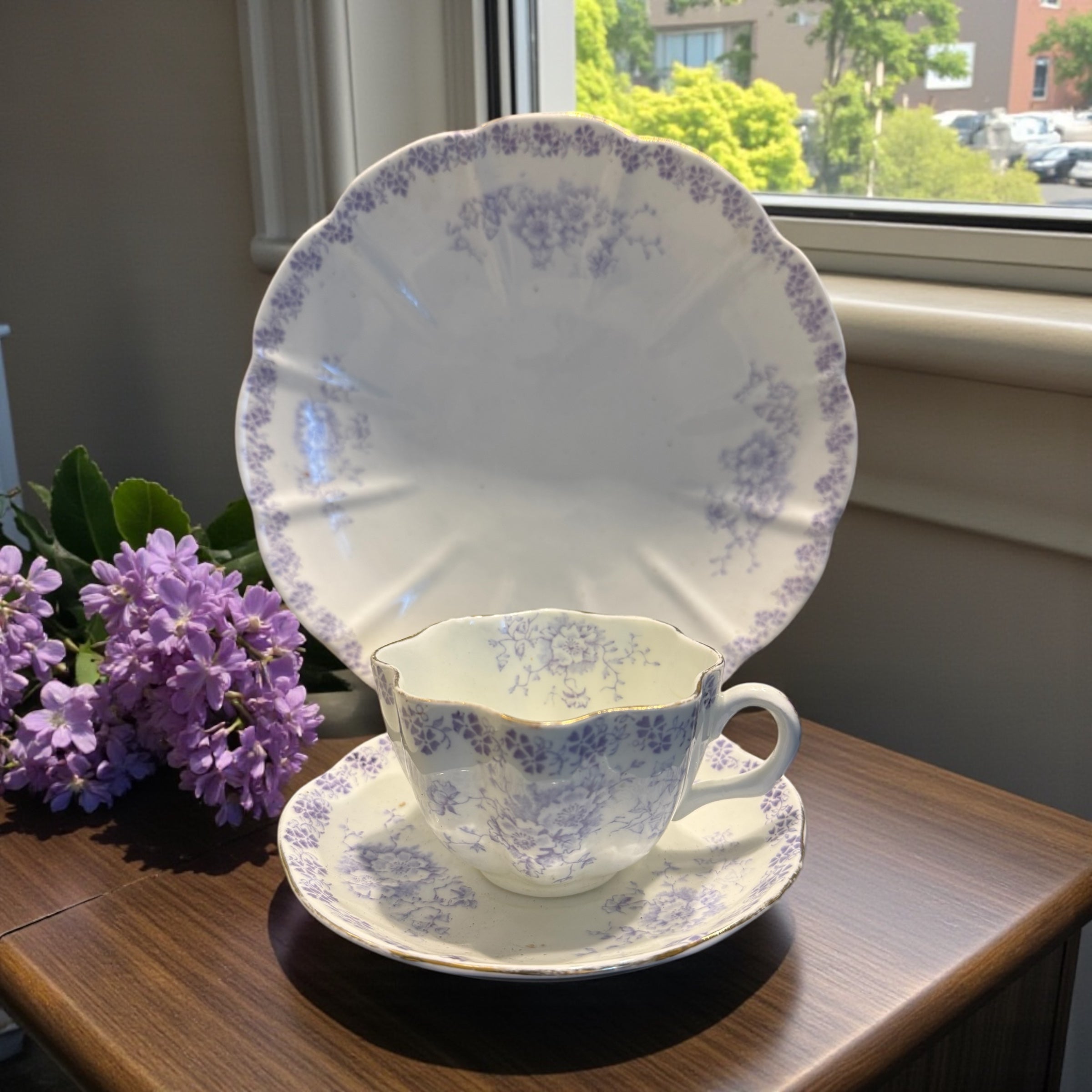 Antique lilac floral Trio image 0