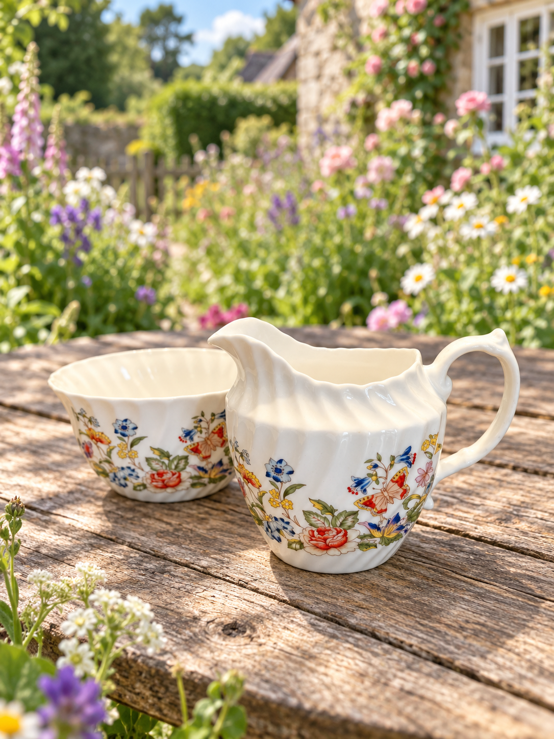 Aynsley Cottage Garden Milk Jug & Sugar Bowl