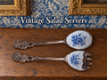 Pair Enamelled serving spoons