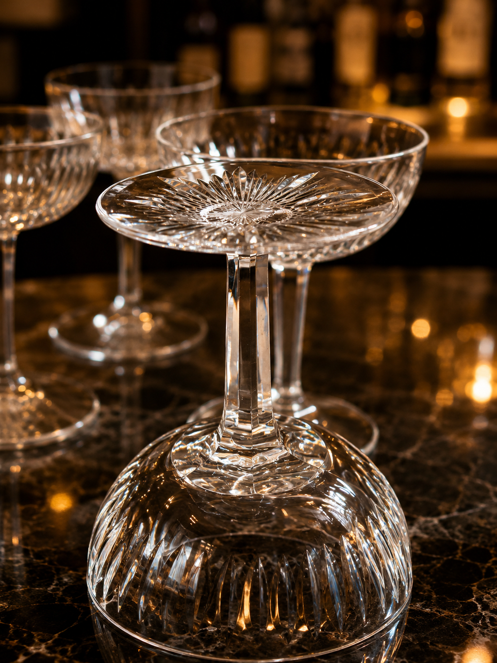 Vintage Crystal Champagne Coupe Glasses – Set of 6