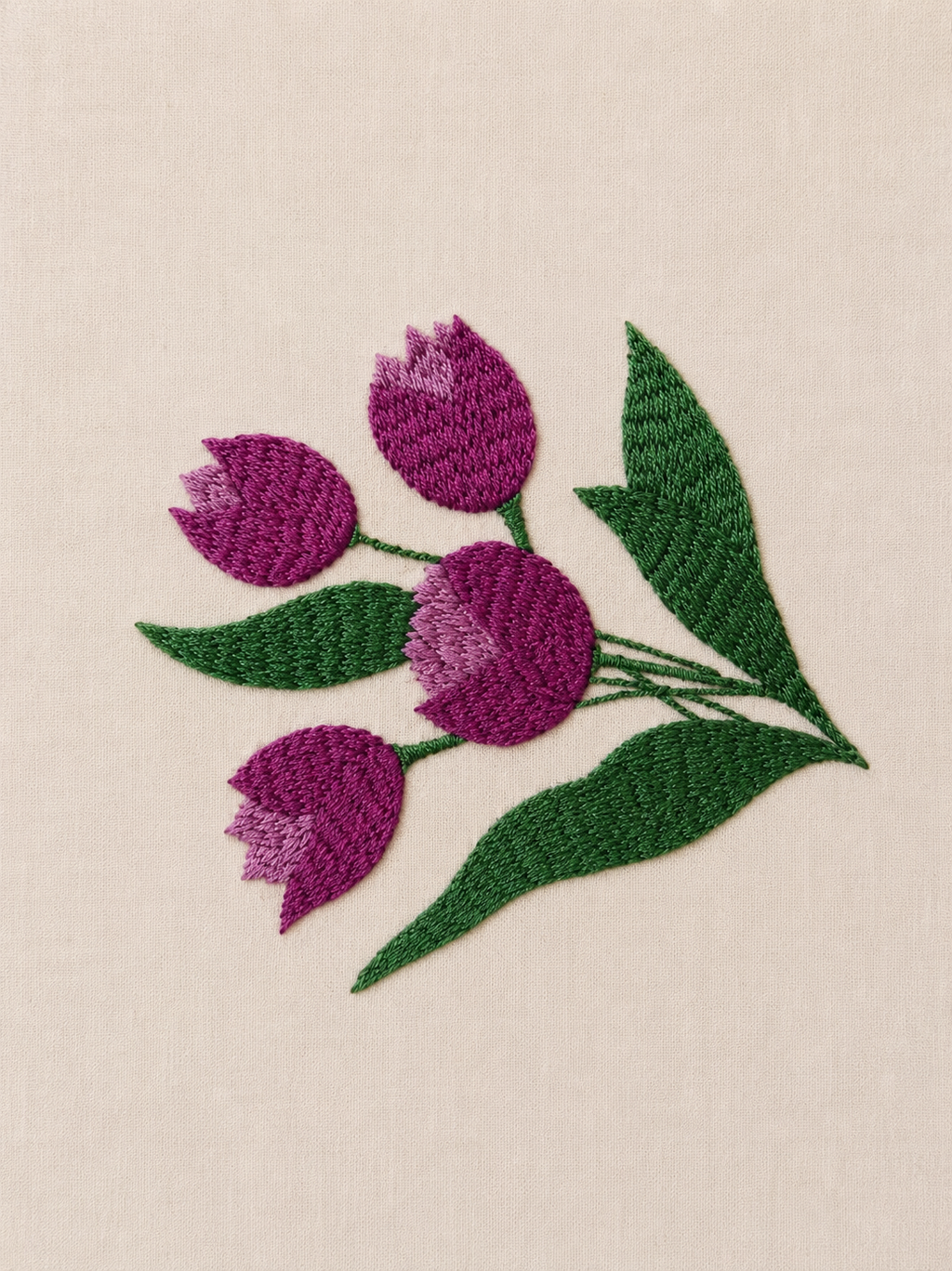 Vintage Spring Flowers Hand Embroidered Cotton Table Cloth