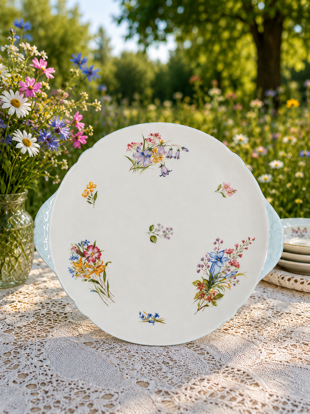 Shelley  “Wildflowers” Vintage Cake Plate