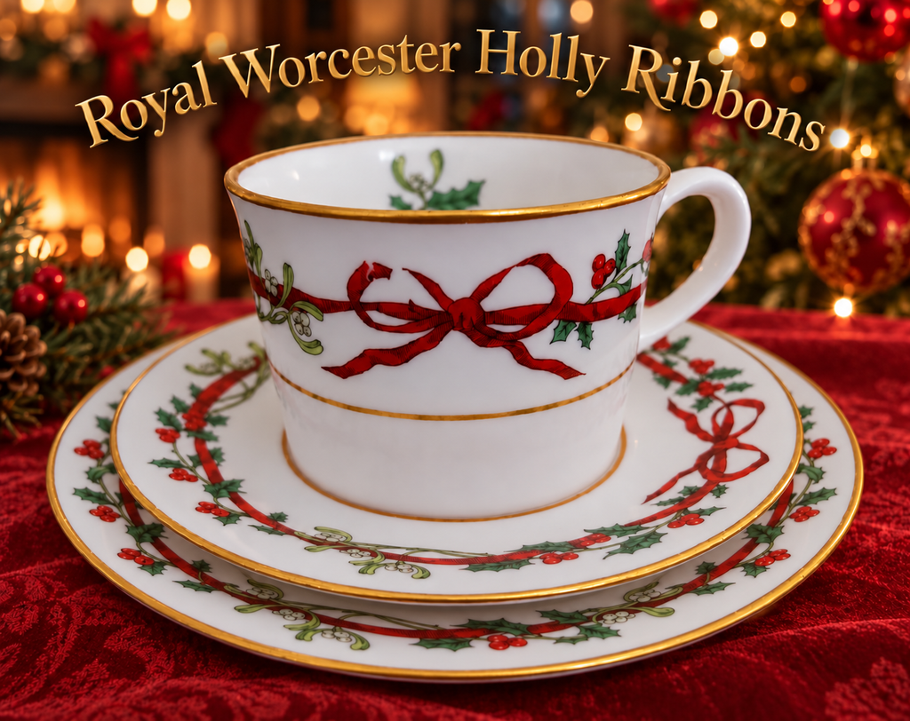 Royal Worcester Holly Ribbons Trios